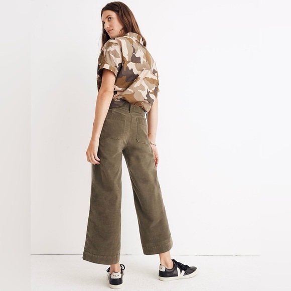 Madewell Emmett Wide Leg Crop Velveteen Pant in Kale - Picture 8 of 9